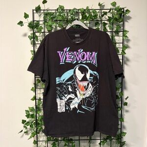 Marvel Venom Graphic Tee in Black with Purple and Light Blue Accents